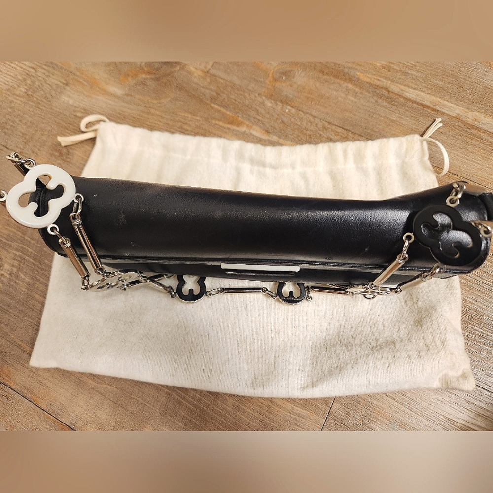 Escada Black Leather Chain Clutch Bag - Picture 2 of 8